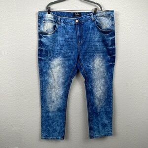 Refuel Denim Faded Acid Wash Jeans Blue Sz 46x32
